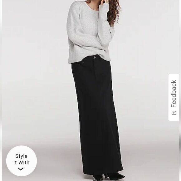 High Waisted Black Maxi Denim Skirt Size 0 - Picture 6 of 6